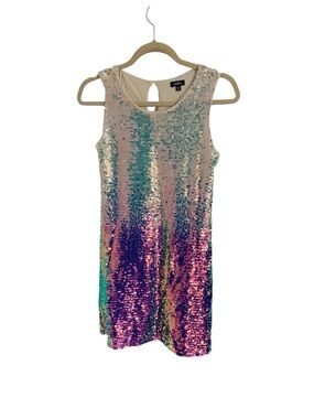 Zunie Girls Sequin Dress in Light Blue, Pink and Purple